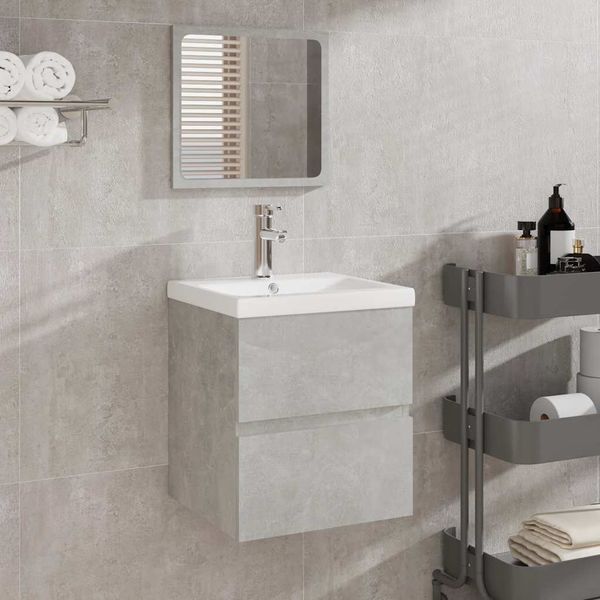 vidaXL Badschrank mit Spiegel Betongrau Holzwerkstoff 804867