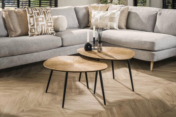 KAWOLA Couchtisch TIBALI Set 2-tlg. Metall bronze oval 43 x 60 x 77 cm