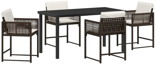 vidaXL Garten Essgruppe 5 pcs Braun Poly-Rattan 3380754