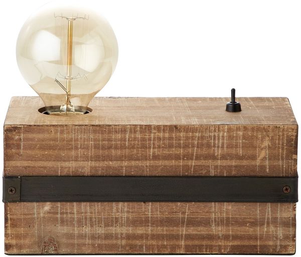 BRILLIANT Lampe Woodhill Tischleuchte antik/schwarz | 1x A60, E27, 30W, g.f. Normallampen n. ent. | Mit Kippschalter | Für LED-Leuchtmittel geeignet