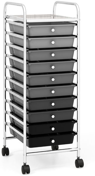 Rollwagen mit 10 Stapelbaren Schubladen Rollcontainer Badrollwagen Badtrolley Badregal