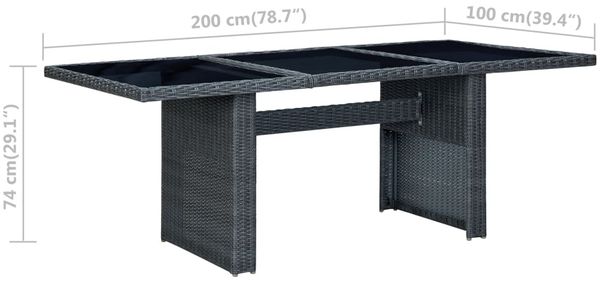 vidaXL Gartentisch Dunkelgrau Poly Rattan und Hartglas 313309 Bild 5
