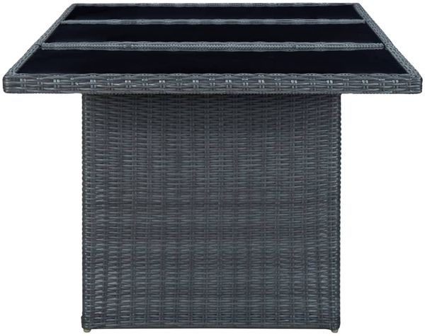 vidaXL Gartentisch Dunkelgrau Poly Rattan und Hartglas 313309 Bild 3