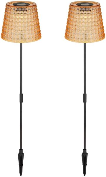 2er Set LED Solar Erdspießleuchten Bernsteinfarbig, Höhe 60cm