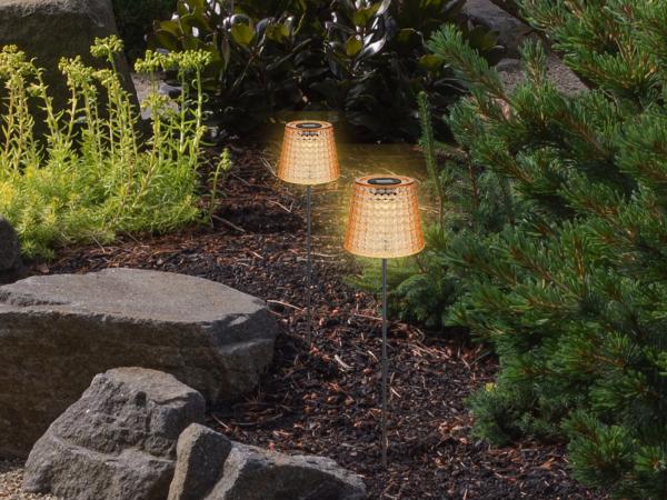 Solarleuchte Garten 2er Set Erdspieß Solarlampe LED Außen Solar Amber 36635-2A