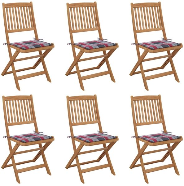 vidaXL Klappbare Gartenstühle 6 Stk. mit Kissen Massivholz Akazie 3075007