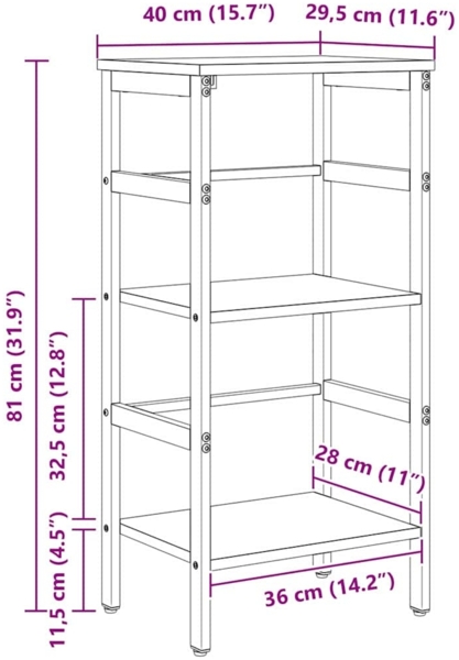 vidaXL Bücherregal Schwarz Eichen-Optik 40 x 29,5 x 81 cm 883898 Bild 10
