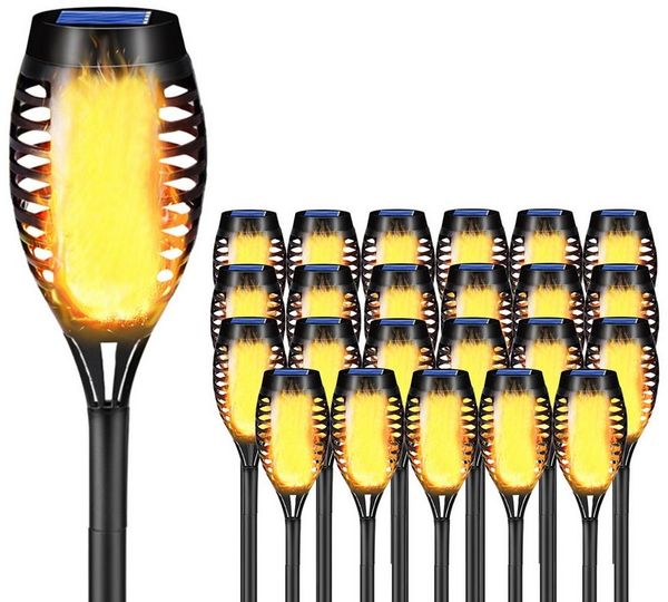 LQWELL LED Solarleuchte Solarleuchten Solar Fackellicht für Außen Garten, LED Solarlampe, mit Realistischer Flammeneffekt, IP65 Wasserdicht