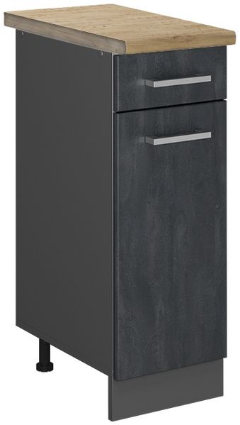 Küchenunterschrank R-Line Schwarz Beton 30 cm AP Eiche Vicco