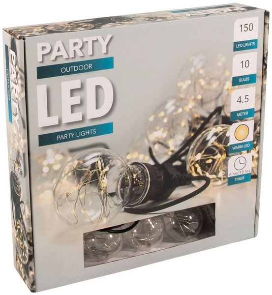 Party Outdoor LED Lichterkette warmweiß 10 Glühbirnen Partylichterkette Deko