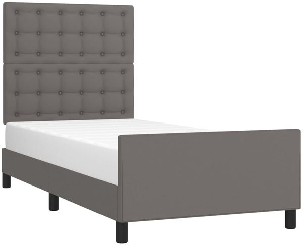 vidaXL Bettgestell mit Kopfteil Grau 90x200 cm Kunstleder 3125553 Bild 3