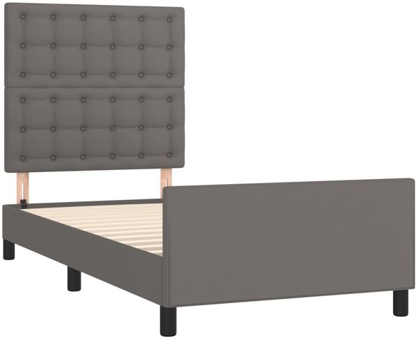 vidaXL Bettgestell mit Kopfteil Grau 90x200 cm Kunstleder 3125553 Bild 4