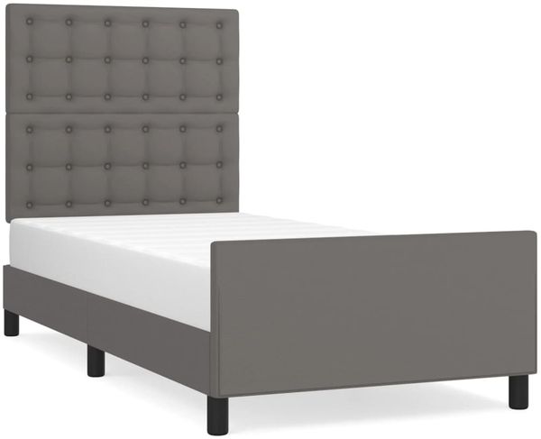 vidaXL Bettgestell mit Kopfteil Grau 90x200 cm Kunstleder 3125553 Bild 2