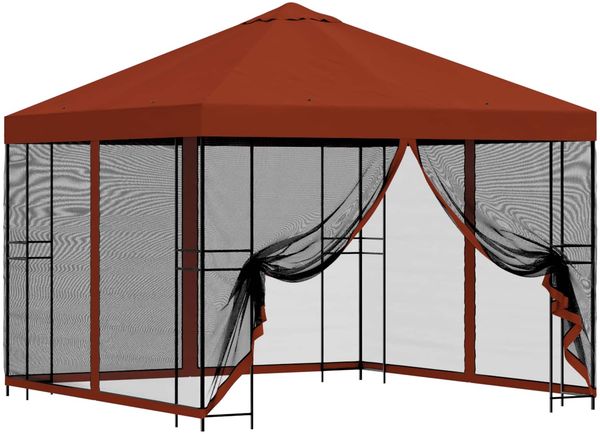 vidaXL Garten Pavillon mit Seitenwänden 3 x 3 m Terrakotta 900340 Bild 2