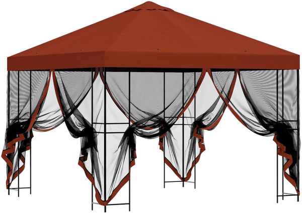 vidaXL Garten Pavillon mit Seitenwänden 3 x 3 m Terrakotta 900340 Bild 4