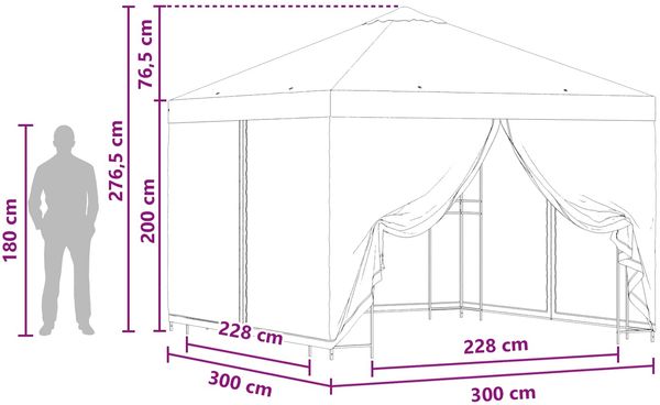 vidaXL Garten Pavillon mit Seitenwänden 3 x 3 m Terrakotta 900340 Bild 9