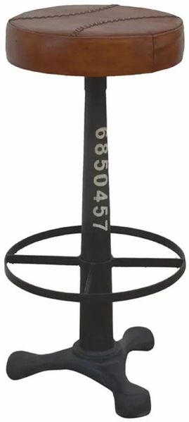 Casa Padrino Industrie Stil Hocker Schwarz / Braun H. 60 cm - Industrie Stil Möbel