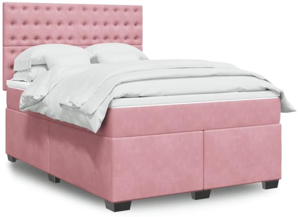 vidaXL Boxspringbett mit Matratze Rosa 140x200 cm Samt 3290947