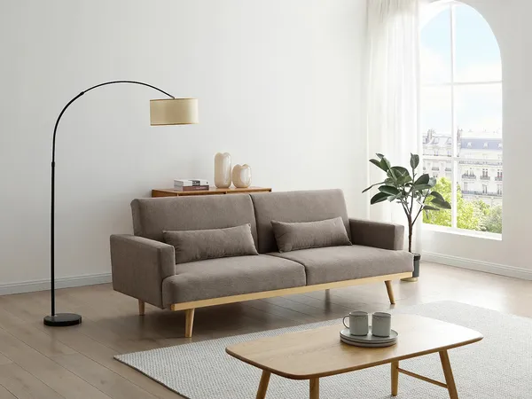 Vente-unique - ESME Sofa Stoff Schokoladenbraun - B 89 cm x H 85 cm x L 216 cm