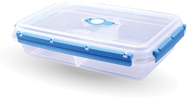 Vorratsdose mit Trenner für Lebensmittel ( 2000 ml ) - Blau - Frischhaltedosen Brotdose, BPA-Frei luftdicht, Aufbewahrungsbox Meal Prep Box, Schale