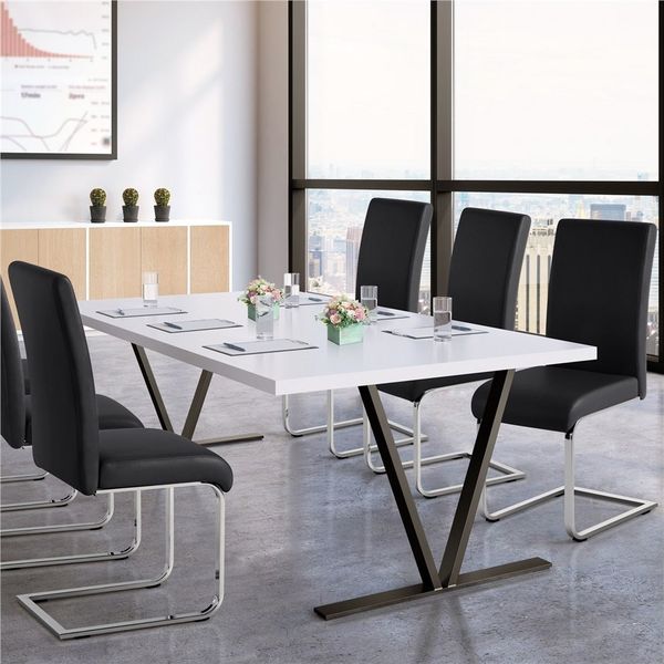 Yaheetech Esszimmerstuhl 2/4/6-er Küchenstuhl (6 St), Schwinger Polsterstuhl mit Ergonomischer Rückenlehne & Metallbeine
