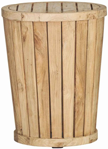 Beistelltisch Circus aus recyceltem Teakholz, rund, massiv, Natur, Ø 40 cm, für Outdoor