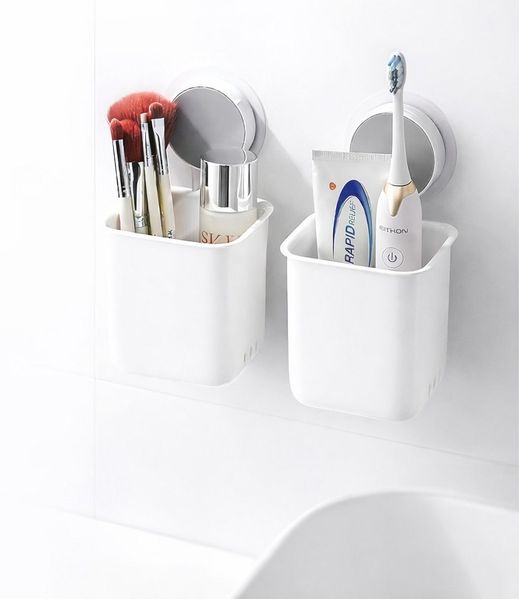 Creliv Badorganizer Zahnbürstenhalter/Duschorganizer ohne Bohren – Bad Organizer 2er Set (2 St)