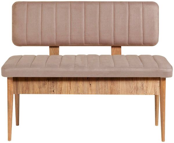 Dmora Bank Barthelemy, Mehrzweckbank, Gastplatz, Balkonbank mit mehreren Positionen, 110x46 h85 cm, Eiche und Zement