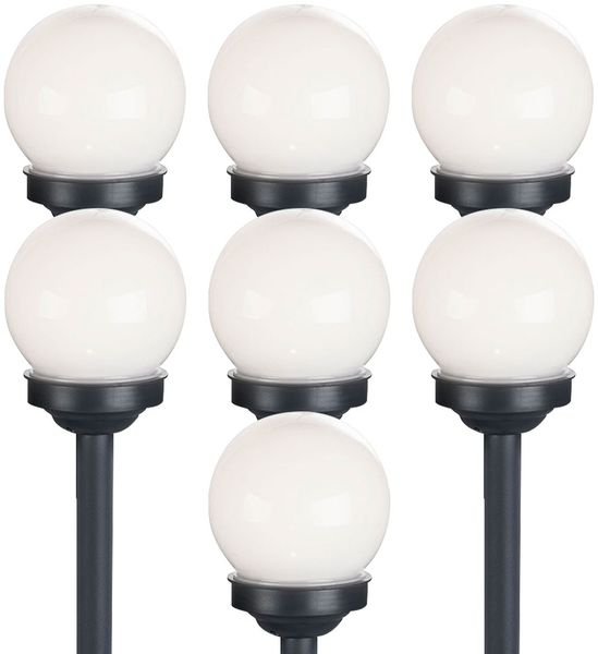 7er Set LED Solarkugel weiß, Erdspieß, DxH 10x38 cm