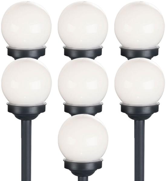 7er Set LED Solarkugel weiß, Erdspieß, DxH 10x38 cm