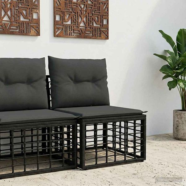 vidaXL Modulares Outdoor-Sofa ohne Armlehnen Schwarz Poly-Rattan 42026731