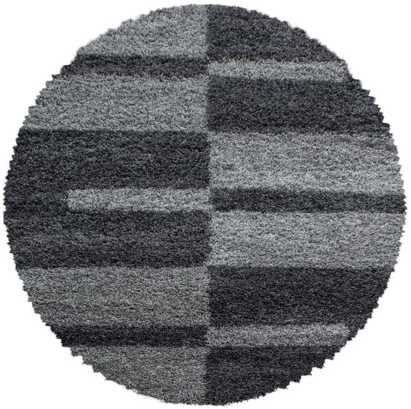 Hochflor Teppich Gianna rund - 120 cm Durchmesser - Grau