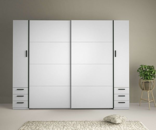 INOSIGN Kleiderschrank Antioch mit 8 Einlegeböden und 2 Kleiderstangen, 6 Schubladen Garderobe mit 2 Schiebetüren und 2 Drehtüren, B/H/T 270/207/61 cm