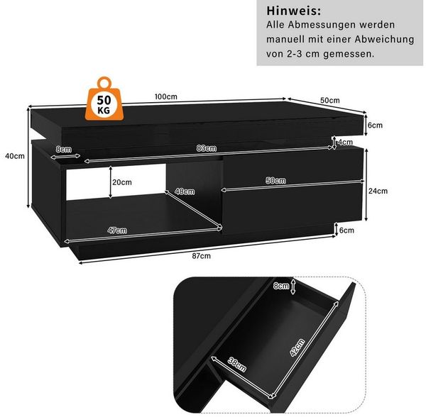 Thanaddo TV-Schrank Hochglanz-TV-Schrank-Set, TV-Schrank + Couchtisch, Wohnzimmer-Wand-Set