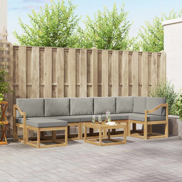 vidaXL Outdoor-Sofagarnitur 8 pcs Weiß und Hellgrau 3387995