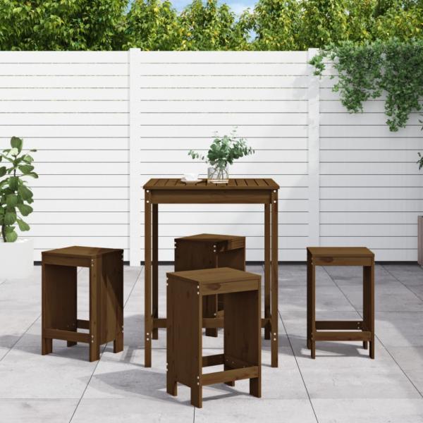 vidaXL 5-tlg. Gartenbar-Set Honigbraun Massivholz Kiefer 3157742