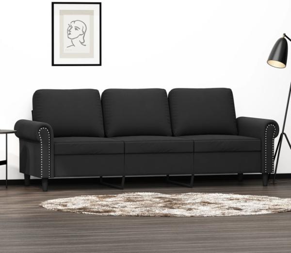 vidaXL 3-Sitzer-Sofa Schwarz 180 cm Samt