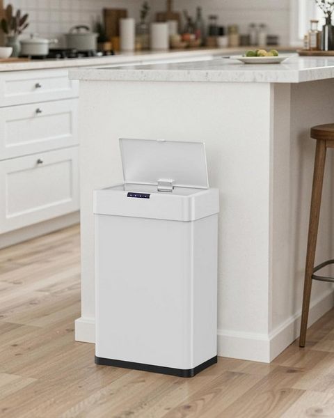 TLGREEN Mülleimer Sensor Mülleimer mit Klemmring für Müllbeutel, Automatisch berührungslos Abfalleimer aus Edelstahl