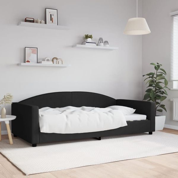 Tagesbett, Einzelbett Schwarz 100x200 cm Stoff