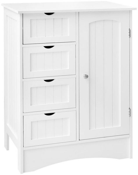 ML-DESIGN Hochschrank Badezimmerschrank aus MDF-Holz viel Stauraum Badschrank Badmöbel (1-St) Badschrank freistehend 1 Tür 4 Schubladen Kommode Aufbewahrungsschrank