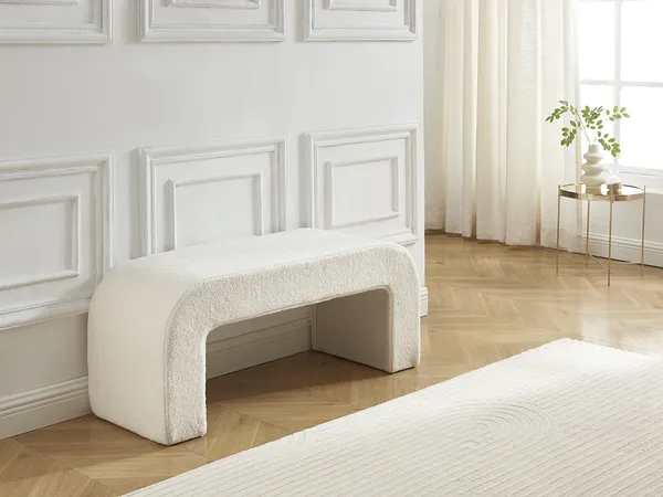 Vente-unique - CALVELO Sitzbank Stoff Weiß - B 41 cm x H 46 cm x L 110 cm