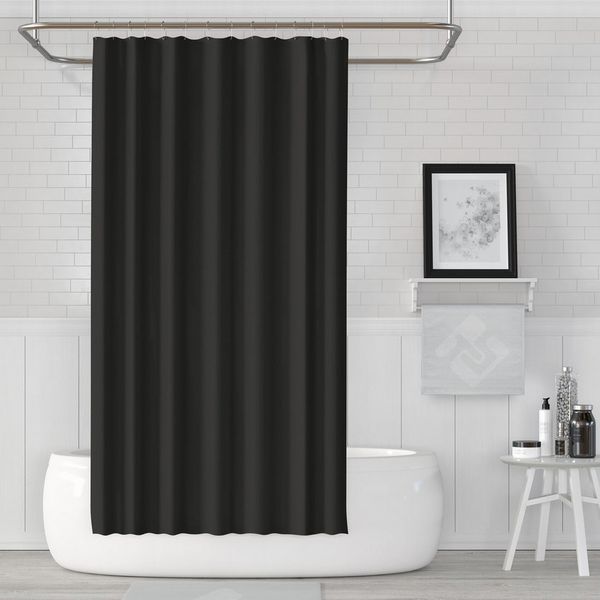 Ekershop Duschvorhang Textil Uni Farben Weiß Schwarz Rot Grau Breite 240 cm für Duschstange Breite 240 cm (inkl. Ringe), Höhe 200 cm, wasserabweisend, waschbar, bügelbar