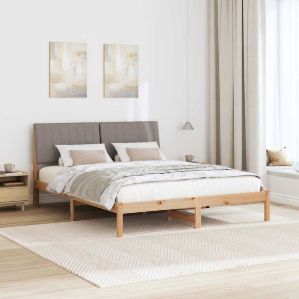 vidaXL Bettrahmen mit Kopfteil Braun 150 x 200 cm Massives Kiefernholz 3394416 Bild 3