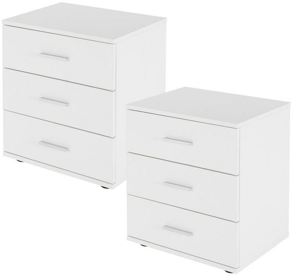ML-DESIGN Nachttisch Beistelltisch aus Holz mit Alu Griffe, für Schlaffzimmer oder Büro (2-St), Nachtschrank Nachtkonsole Schrank Kommode Nachtkommode Weiß