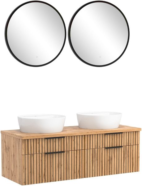 Waschtisch-Set >Nizza< (2-tlg.) in Wotaneiche, schwarz - 120x200x47cm (BxHxT)