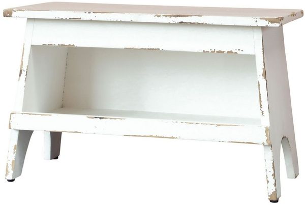 Holzbank Bank Hocker aus Holz mit Ablage Weiß L 50cm Chic Antique 41052319