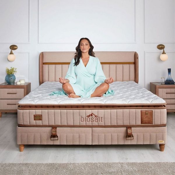 Bambi Boxspringbett Stauraumbett inkl. Matratze Boxspringbett 180x200 - 90x200 Biosalt (Boxspringbett 180x200 cm, 2 Bettkästen + Kopfteil + Matratze), USB und LED