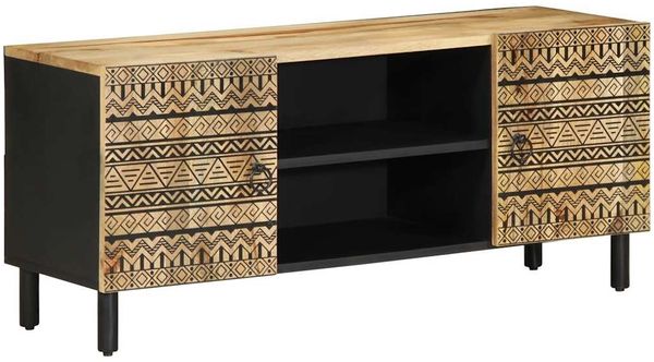 vidaXL TV-Schrank Schwarz 105x33,5x46 cm Raues Mangoholz 4018628