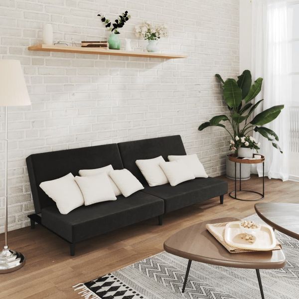vidaXL Schlafsofa 2-Sitzer Schwarz Samt 375735
