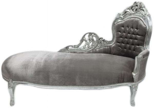 Casa Padrino Barock Chaiselongue "King" Grau/Silber - Möbel Wohnzimmer Liege Recamiere